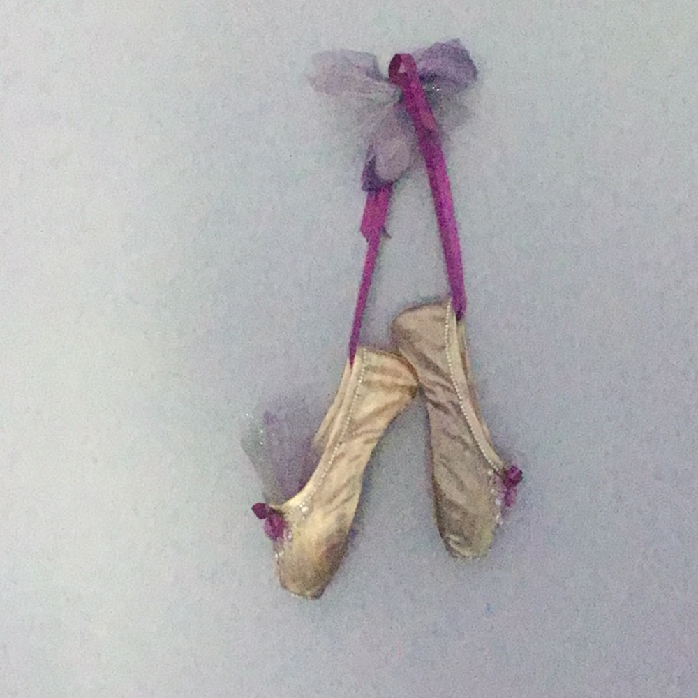 Decorative lavender and purple pointe ballet shoes